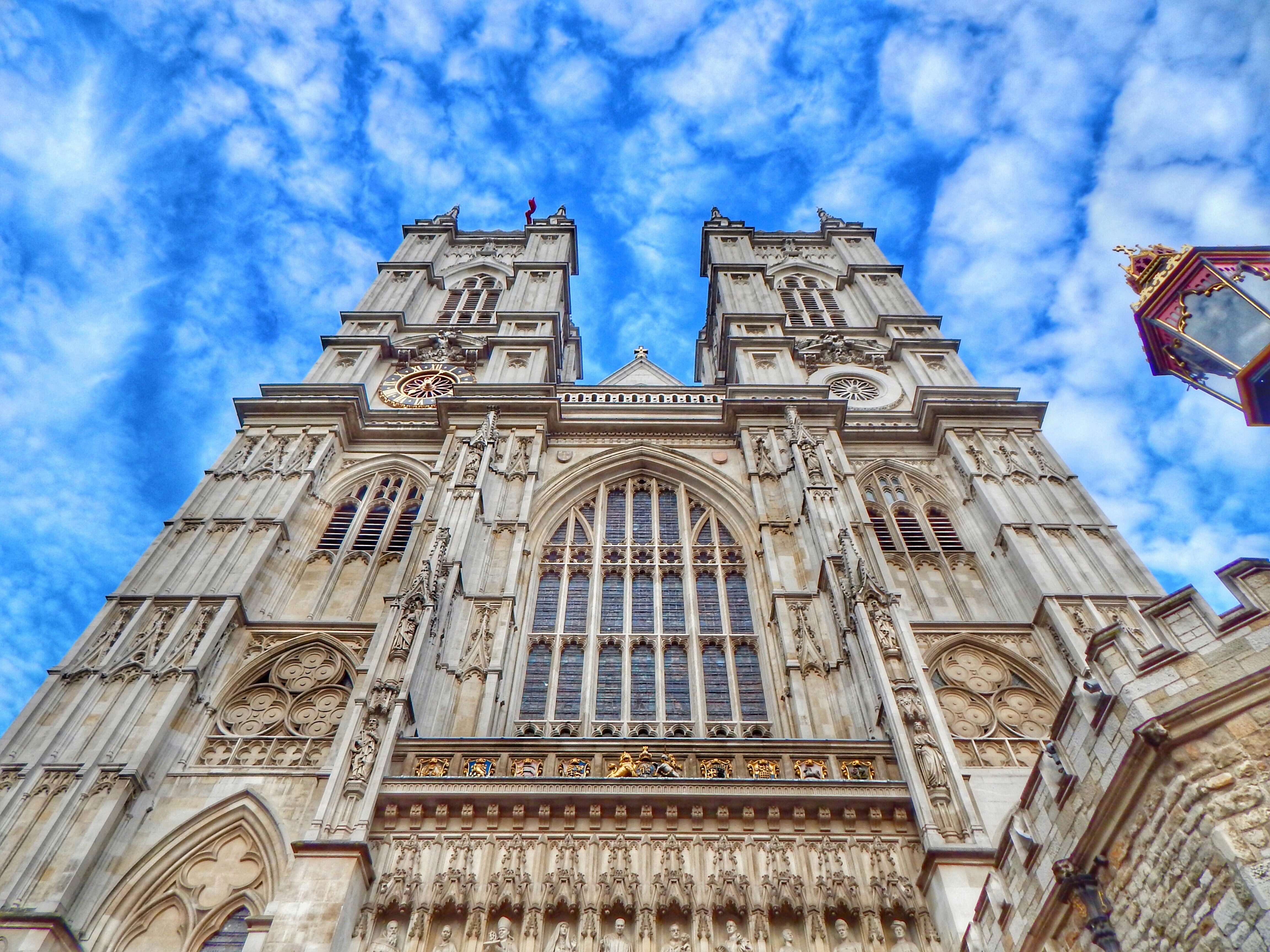 low-angle photography of church